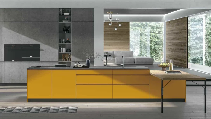 cocina con muebles amarillos